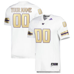 Alternative view of Washington Huskies College Football "Husky Royalty" White Custom Premier Strategy Jersey - All Stitched