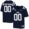 Custom Ole Miss Rebels Football Navy Blue Home Jersey w/ SEC Patch - All Stitched