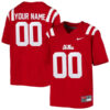 Custom Ole Miss Rebels Football Red Alternate Jersey - All Stitched