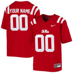 Custom Ole Miss Rebels Football Red Alternate Jersey - All Stitched