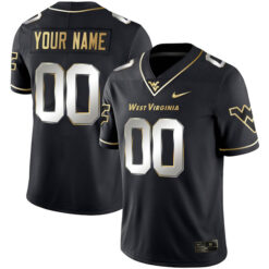 Alternative view of West Virginia Mountaineers College Football Black Limited "Gold Series" Custom Jersey - All Stitched