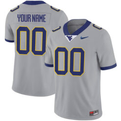 Alternative view of West Virginia Mountaineers College Football Gray Custom Jersey - All Stitched