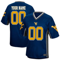 Alternative view of West Virginia Mountaineers College Football Navy Custom Game Day Jersey - All Stitched