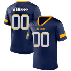 Alternative view of West Virginia Mountaineers College Football Kickoff Winner Navy Custom Jersey - All Stitched