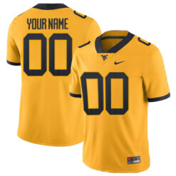 Alternative view of West Virginia Mountaineers College Football Gold Custom Jersey - All Stitched