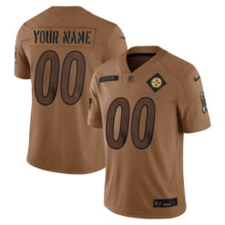 Pittsburgh Steelers 2023 Salute To Service Brown Custom Jersey - All Stitched