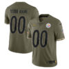 Pittsburgh Steelers 2022 Salute To Service Olive Custom Jersey - All Stitched
