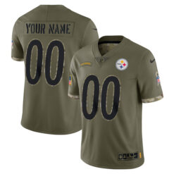 Pittsburgh Steelers 2022 Salute To Service Olive Custom Jersey - All Stitched