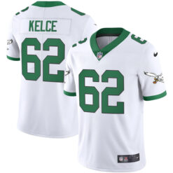 Alternative view of Jason Kelce Philadelphia Eagles White Throwback Vapor Limited Jersey - All Stitched