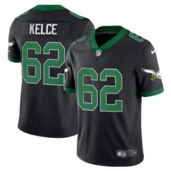 Alternative view of Jason Kelce Philadelphia Eagles Black Throwback Vapor Limited Jersey - All Stitched