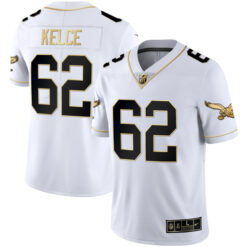 Alternative view of Jason Kelce Philadelphia Eagles Gold Series White Gold Jersey - All Stitched