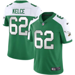 Alternative view of Jason Kelce Philadelphia Eagles Green Reverse Throwback Vapor Limited Jersey - All Stitched