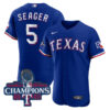 Corey Seager Texas Rangers 2023 World Series All Stitched Jersey - Royal