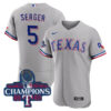 Corey Seager Texas Rangers 2023 World Series All Stitched Jersey - Gray