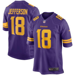 Alternative view of Justin Jefferson Minnesota Vikings Alternate Purple Game Jersey - All Stitched