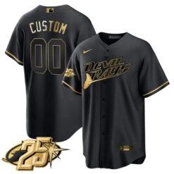 Alternative view of Tampa Bay Rays 25th Anniversary Black Gold Custom Jersey - All Stitched