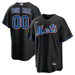 Custom New York Mets 2022 Alternate Black Jersey - All Stitched