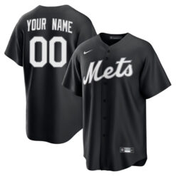 Custom New York Mets Black Fashion Jersey - All Stitched