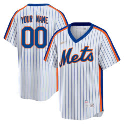 Custom New York Mets White Home Cooperstown Collection Jersey - All Stitched