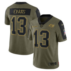 Alternative view of Mike Evans Tampa Bay Buccaneers Olive 2021 Salute To Service Limited Jersey - All Stitched