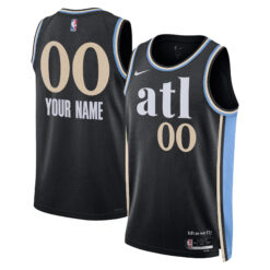 Atlanta Hawks Black 2023/24 City Edition Custom Jersey - All Stitched
