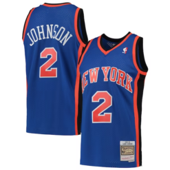Larry Johnson New York Knicks Hardwood Classics 1998-99 Blue Jersey - All Stitched