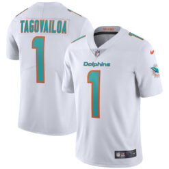 Alternative view of Tua Tagovailoa Miami Dolphins White Vapor Untouchable Limited Jersey - All Stitched