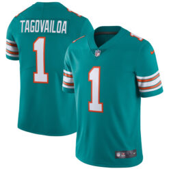 Alternative view of Tua Tagovailoa Miami Dolphins Alternate Aqua Vapor Untouchable Limited Jersey - All Stitched