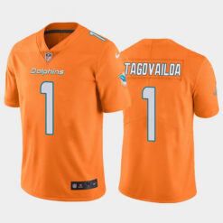 Alternative view of Tua Tagovailoa Miami Dolphins Orange Inverted Limited Jersey - All Stitched