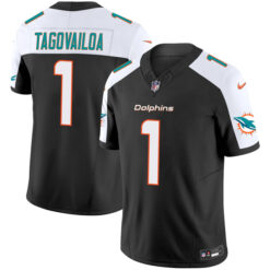 Alternative view of Tua Tagovailoa Miami Dolphins Alternate Black Vapor F.U.S.E Limited Jersey - All Stitched