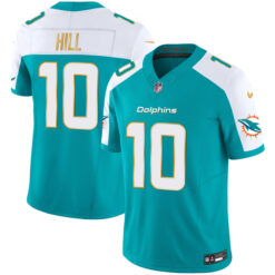 Alternative view of Tyreek Hill Miami Dolphins Alternate Aqua "Gold Trim" Vapor F.U.S.E Limited Jersey - All Stitched