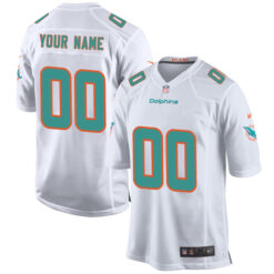 Alternative view of Miami Dolphins White Game Custom Jersey - All Stitched