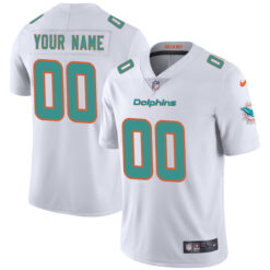 Alternative view of Miami Dolphins White Vapor Untouchable Limited Custom Jersey - All Stitched