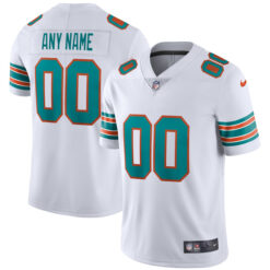 Alternative view of Miami Dolphins Alternate White Vapor Untouchable Limited Custom Jersey - All Stitched