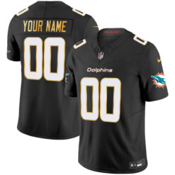 Alternative view of Miami Dolphins Black "Gold Trim" Vapor F.U.S.E Limited Custom Jersey - All Stitched