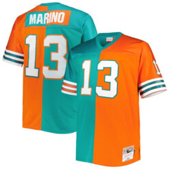 Alternative view of Dan Marino Miami Dolphins Orange Aqua Split Legacy Jersey - All Stitched