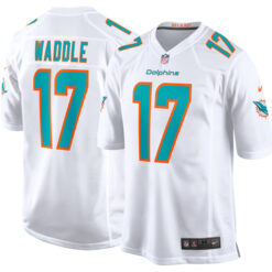 Alternative view of Jaylen Waddle Miami Dolphins White Game Jersey - All Stitched