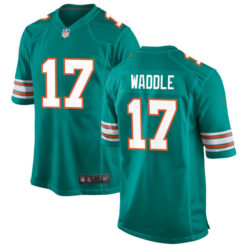 Alternative view of Jaylen Waddle Miami Dolphins Alternate Aqua Game Jersey - All Stitched