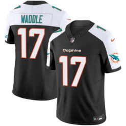 Alternative view of Jaylen Waddle Miami Dolphins Alternate Black Vapor F.U.S.E Limited Jersey - All Stitched