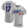 shohei ohtani dodgers game jersey in gray color