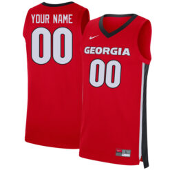Alternative view of Georgia Bulldogs College Basketball Red Custom Jersey - All Stitched