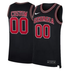 Alternative view of Georgia Bulldogs College Basketball Black Throwback Custom Jersey - All Stitched