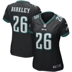 Alternative view of Saquon Barkley Philadelphia Eagles Black Game Jersey - All Stitched