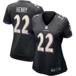 Alternative view of Derrick Henry Baltimore Ravens Black Game Jersey - All Stitched