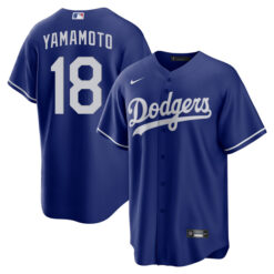 Alternative view of Yoshinobu Yamamoto Los Angeles Dodgers Royal Stitched Jersey