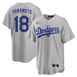 Alternative view of Yoshinobu Yamamoto LA Dodgers Alternate Gray Stitched Jersey