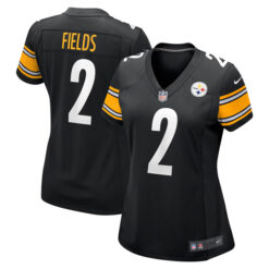 Alternative view of Justin Fields Pittsburgh Steelers Black Game Jersey - All Stitched
