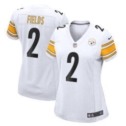 Alternative view of Justin Fields Pittsburgh Steelers White Game Jersey - All Stitched