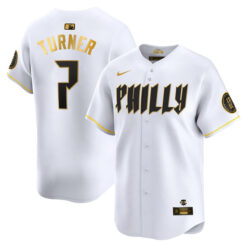 Trea Turner Philadelphia Phillies 2024 White Gold City Connect "Philly" Limited Jersey - All Stitched