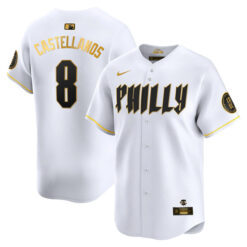 Nick Castellanos Philadelphia Phillies 2024 White Gold City Connect "Philly" Limited Jersey - All Stitched